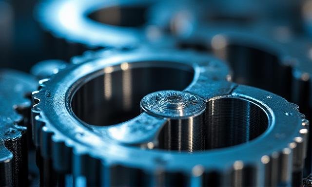 Metallic gears representing organizational flow