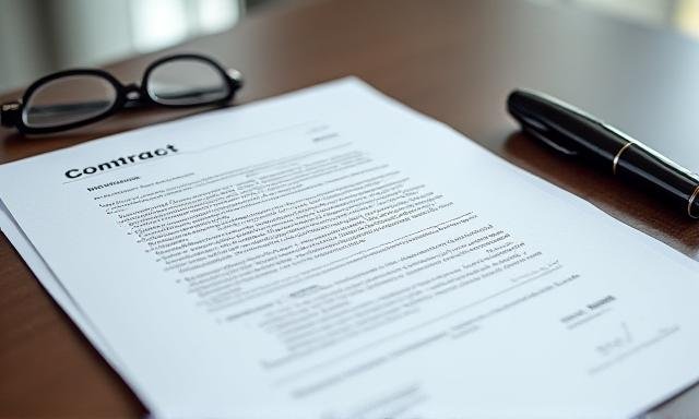 Professional contract documents on a modern desk